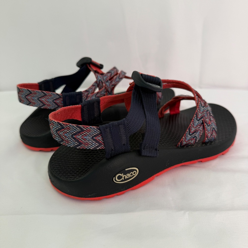 Chaco Z Cloud 2 Sandals Navy Red Chevron Double Strap Toe Loop Womens 8 - Picture 11 of 14